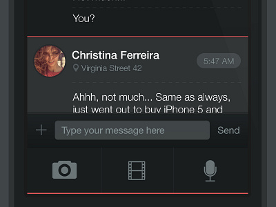 iOS7 Dark Chat Project (Add) app chat flat ios7 iphone message red talk ui