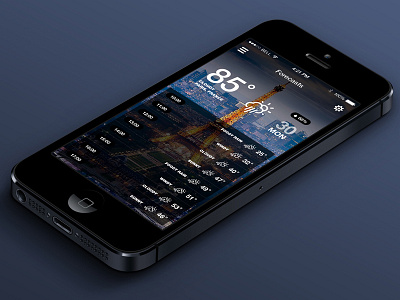 iOS7 Weather App v.2 (Hourly) app flat forecast ios7 iphone ui weather