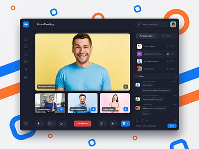 Zoom Redesign Concept - Call Screen clean conference course dark meeting meeting room mobile videocall videochat web zoom zoom app