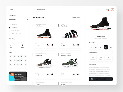 Shoe. - Ecommerce Sneakers Shop black catalogue clean details ecommerce filters flat minimal sell shoes shop sneakers white