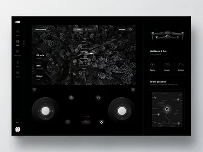 DJI - Drone Control Virtual Tour App dark details drone drone app drone control fly simulator game landing location mavic minimal mobile web