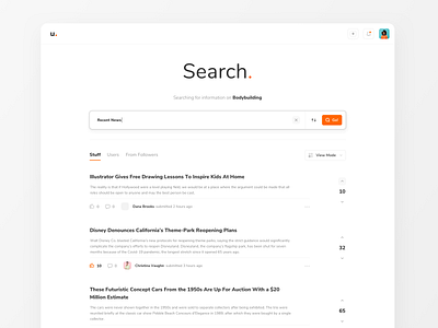 U Platform Search Ui clean minimal mobile search search results simple ui ux uxui web website white