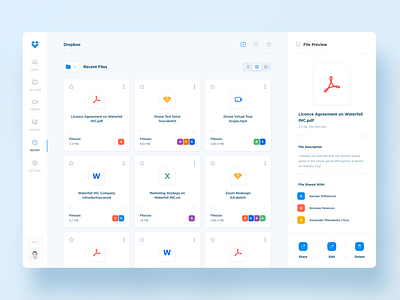 Dropbox - Recent Files by Dmitriy Kharaberyush on Dribbble