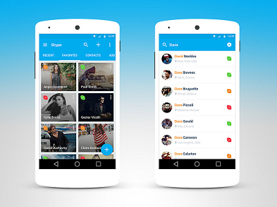 Skype Android Material 2 add android call contacts dialogues l material messages search skype