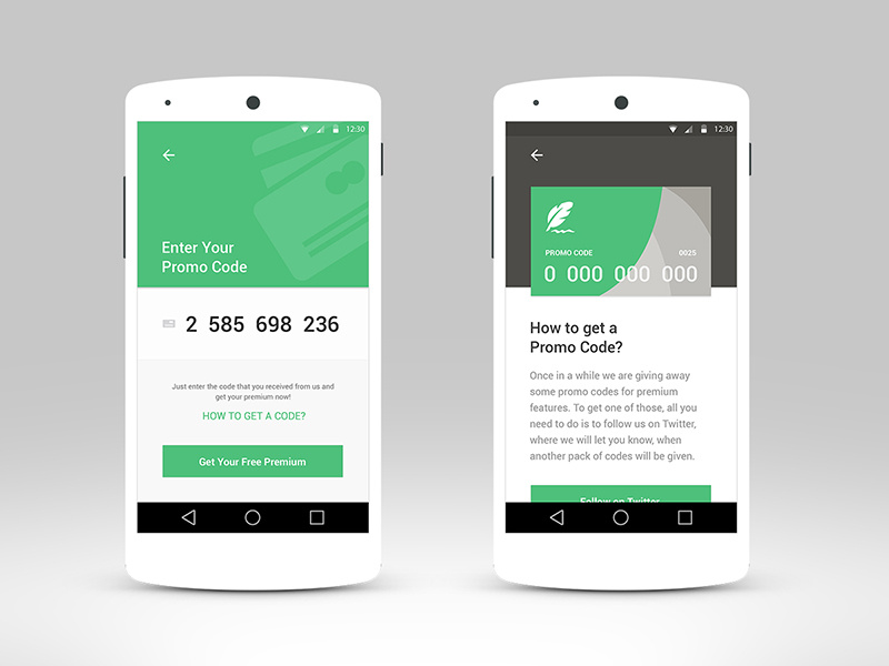 Menote Promo Code Material by Dmitriy Kharaberyush on Dribbble