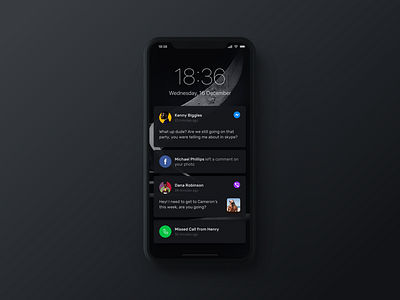 iPhone X Notifications Dark Mode calls cards dark dark theme ios11 iphone x lockscreen messages night mode notifications