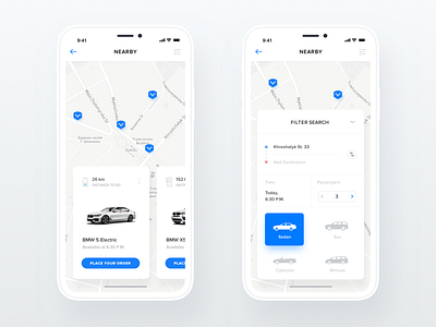 Car Sharing Service for iPhone X car sharing cards clean filter ios iphone x search uber vehicle white