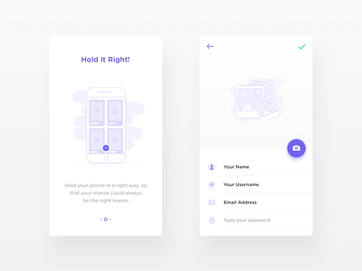 Intro Screen & Profile cards clean info intro ios minimal profile purple upload user welcome