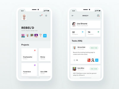 Team Manager for iPhone X calendar cards dashboard ios iphone x manager profile tasks team team manager user white