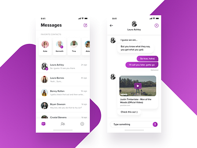 Chat App for iPhone X app cards chat clean contacts favorites iphone x message profile