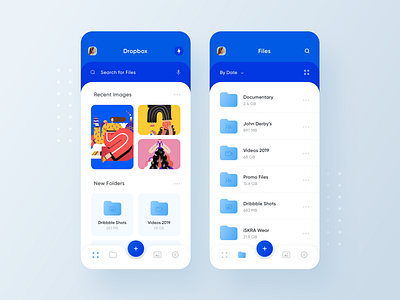 Realistic Dropbox Redesign Concept clean dropbox file manager files folders gallery ios 13 menu redesign search