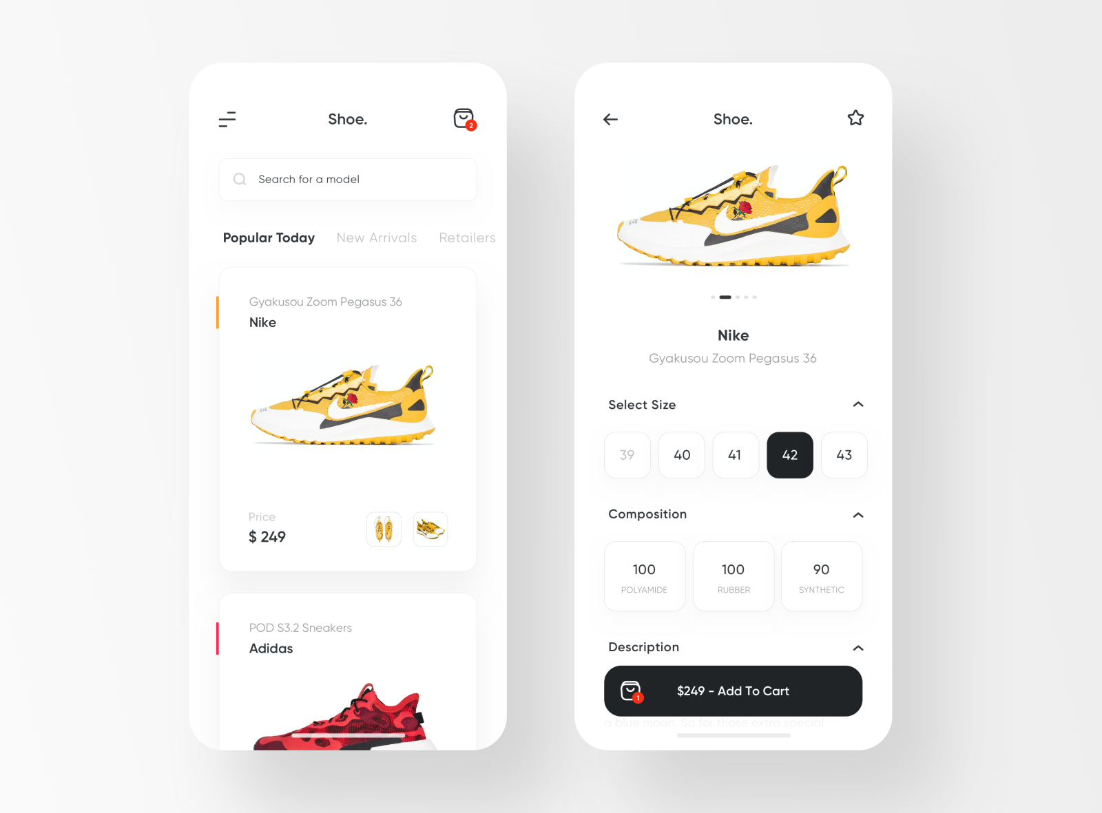 Shoe. Sneakers Shop App by Dmitriy Kharaberyush on Dribbble