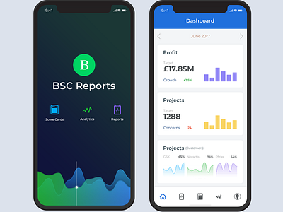 BSC Reports - Dashboard - Mobile analytics app chart design flat interface ios 11 iphone minimal mobile app product design statistics typography ui ux vector white