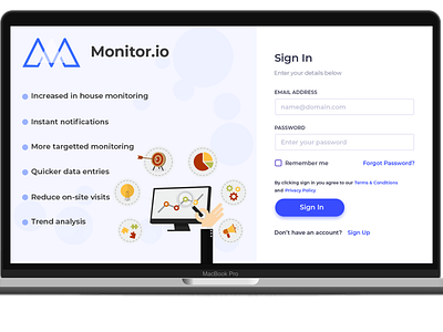 Monitor.io app chart design illustration interface product design statistics typography ui ux vector white