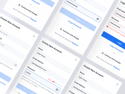 Login & Register Modal account button card clean components email error form input light login modal password pop up security sign up state text field ui ux