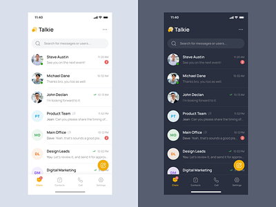 Talkie - Messaging App Light & Dark Mode