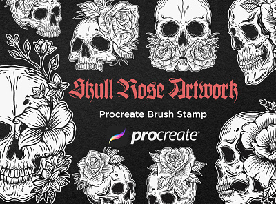 30 Skull Rose Floral Procreate Brushes procreate lettering