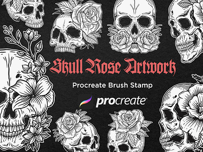 30 Skull Rose Floral Procreate Brushes