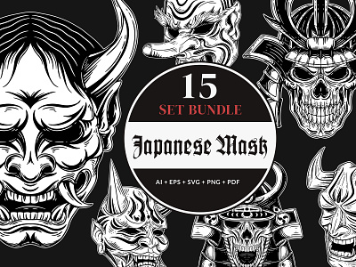 15 Set Bundle Japanese Demon Mask Skull Samurai Warrior