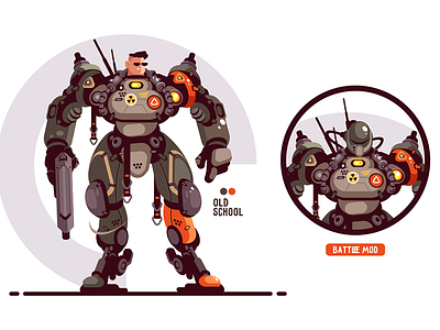 Man in military exoskeleton character exoskeleton flat guy illustration kit8 man military soldier vector