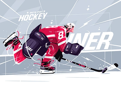 Hockey player on ice field character field flat hockey ice illustration kit8 man outfit player vector