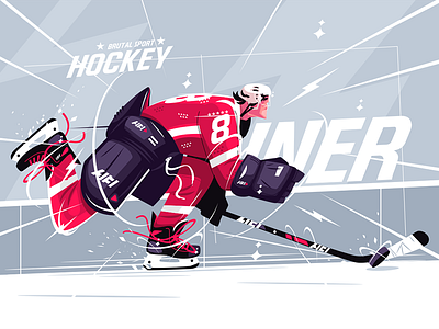 Hockey player on ice field character field flat hockey ice illustration kit8 man outfit player vector