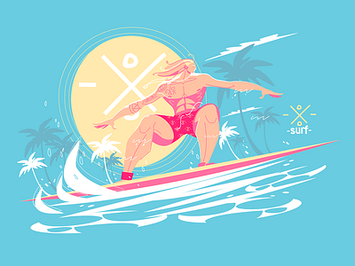 Guy riding a surfboard on the crest of a wave