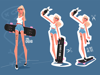 Cute skater girl character flat girl illustration kit8 pretty skater vector woman young