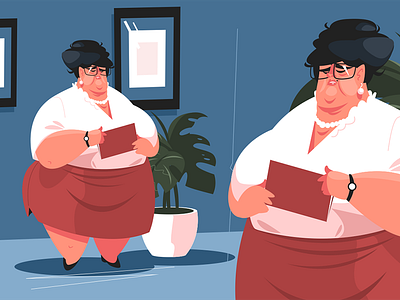 Chief office secretary character chief fat flat illustration kit8 office secretary skirt vector woman
