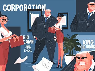 Big corporation boss big boss character corporation evil flat illustration kit8 screaming secretary vector workplace