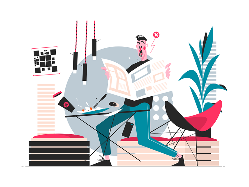 Guy reading morning newspaper by Anton Fritsler for Kit8 on Dribbble