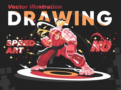 Karate man in kimono - Speed Art Drawing vector illustration art drawing firghter flat illustration karate kit8 man process sport timelapse vector video