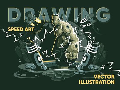 Frankenstein like - Speed Art Drawing vector illustration character design flat illustration kit8 process time lapse vector video