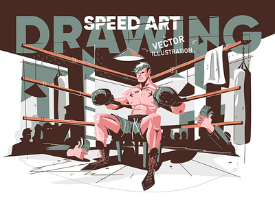 Drawing Boxer character - Speed Art vector illustration boxer boxing character flat illustration kit8 man process ringside speed art sport timelapse vector video
