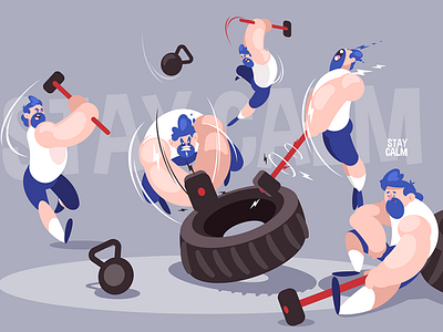 Angry dudes with sledgehammers angry character dude flat illustration kit8 man sledgehammer strong vector
