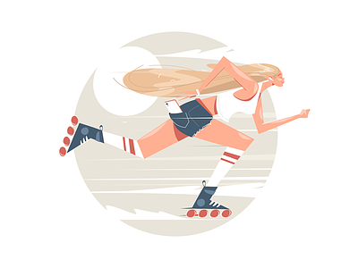 Girl roller skating character flat girl illustration kit8 roller skating sportswear vector woman