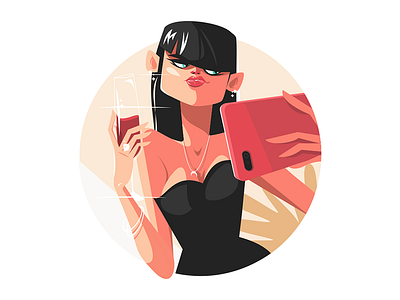 Stylish girl taking selfie