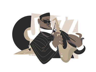 Jazz saxophone man player band character costume flat guy illustration jazz kit8 man music music player people saxophone vector vinyl