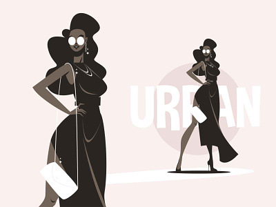 Afro american woman in fashionable dress afro black character dress evning flat glusses illustration kit8 vector woman
