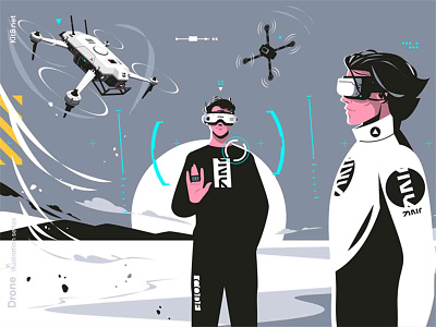 Drone pilots wearing FPV glasses