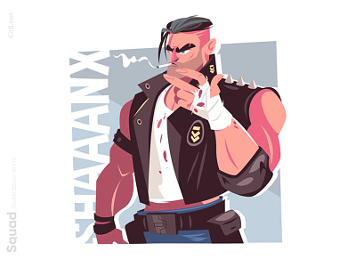 Smoking guy illustration agressive blood character cigarette fighter illustration kit8 man mercenary squad strong vector warrior