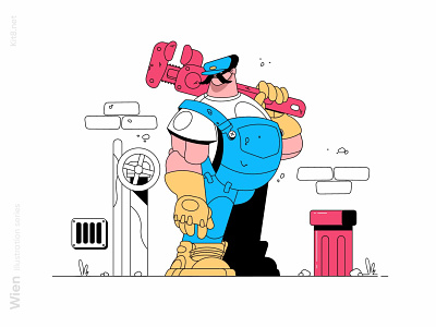 Qualified plumber illustration character flat illustration kit8 man vector