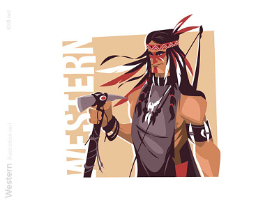 Native American with axe illustration