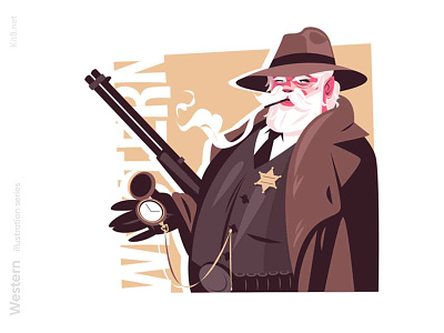 Sheriff character illustration character flat illustration kit8 man vector wildwest