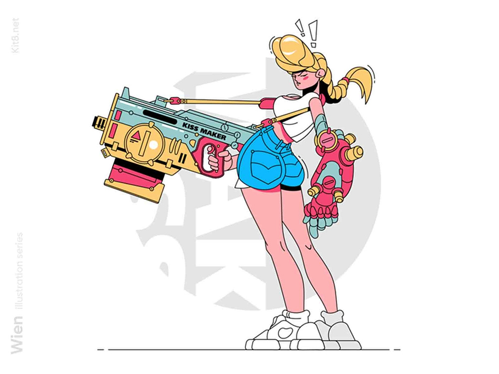 gun and girl illustrated download