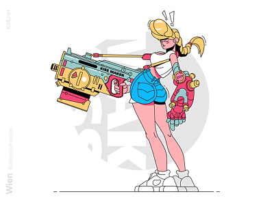 Girl with gun illustration