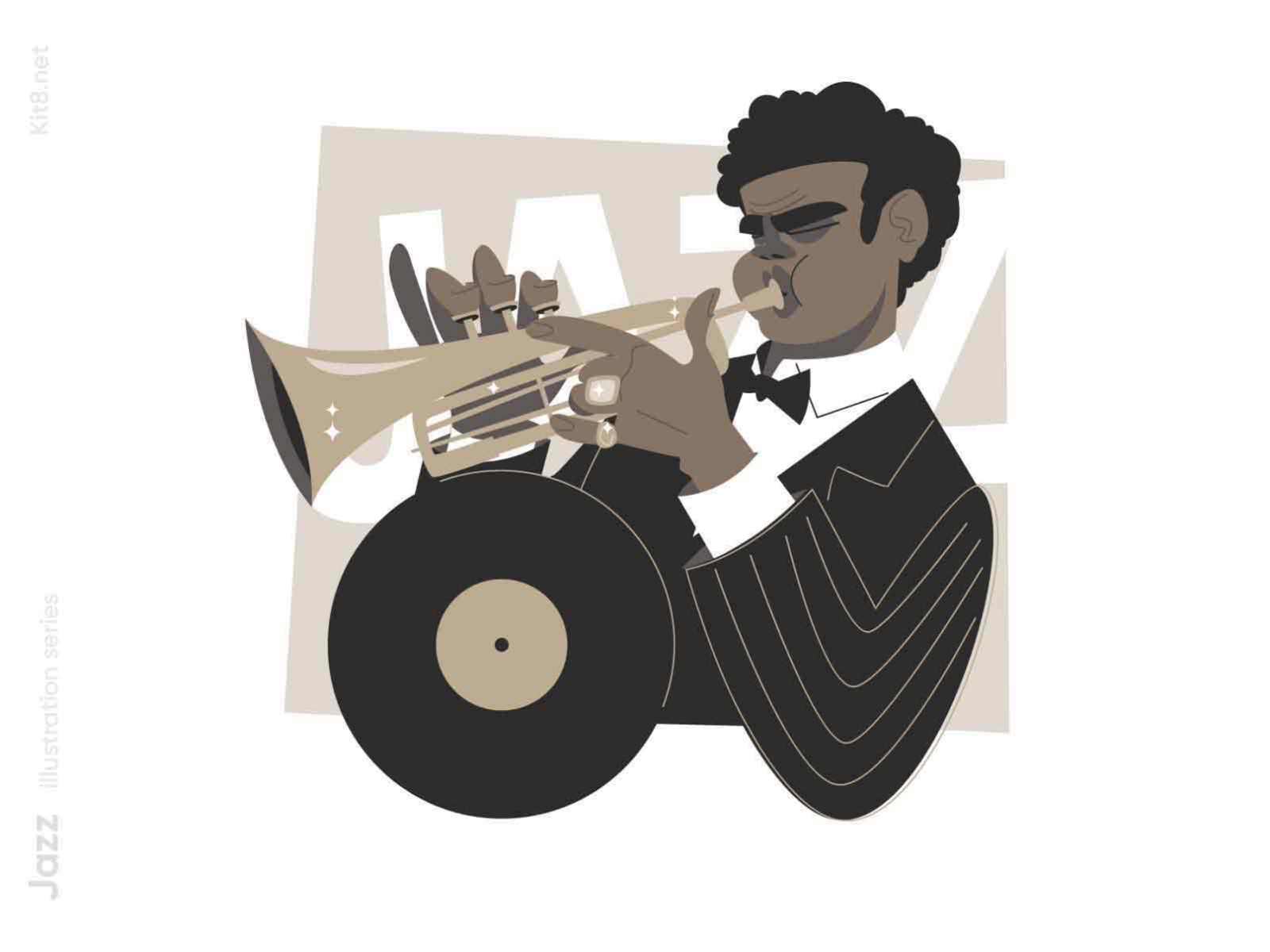 Jazz Trumpet player illustration band character flat illustration jazz kit8 man music play player trumpet vector