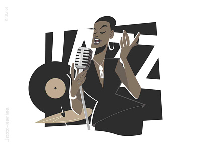 Afro american jazz singer illustration afro american band black character flat girl illustration jazz kit8 microphone music singer stage vector woman