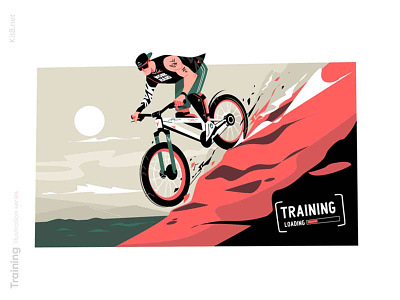 Mountain bike illustration bike character extreme illustration kit8net man mountain nature ride rock sport vector