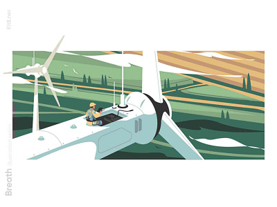 Man installer repairing windmill illustration eco environment flat greenenergy illustration kit8 nature vector windmill